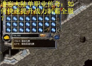 遗忘大陆单职业传奇：如何快速提升战力制霸全服？